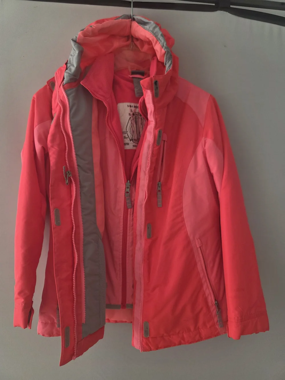 Champion Women's Coral-Red Hooded Ski Jacket